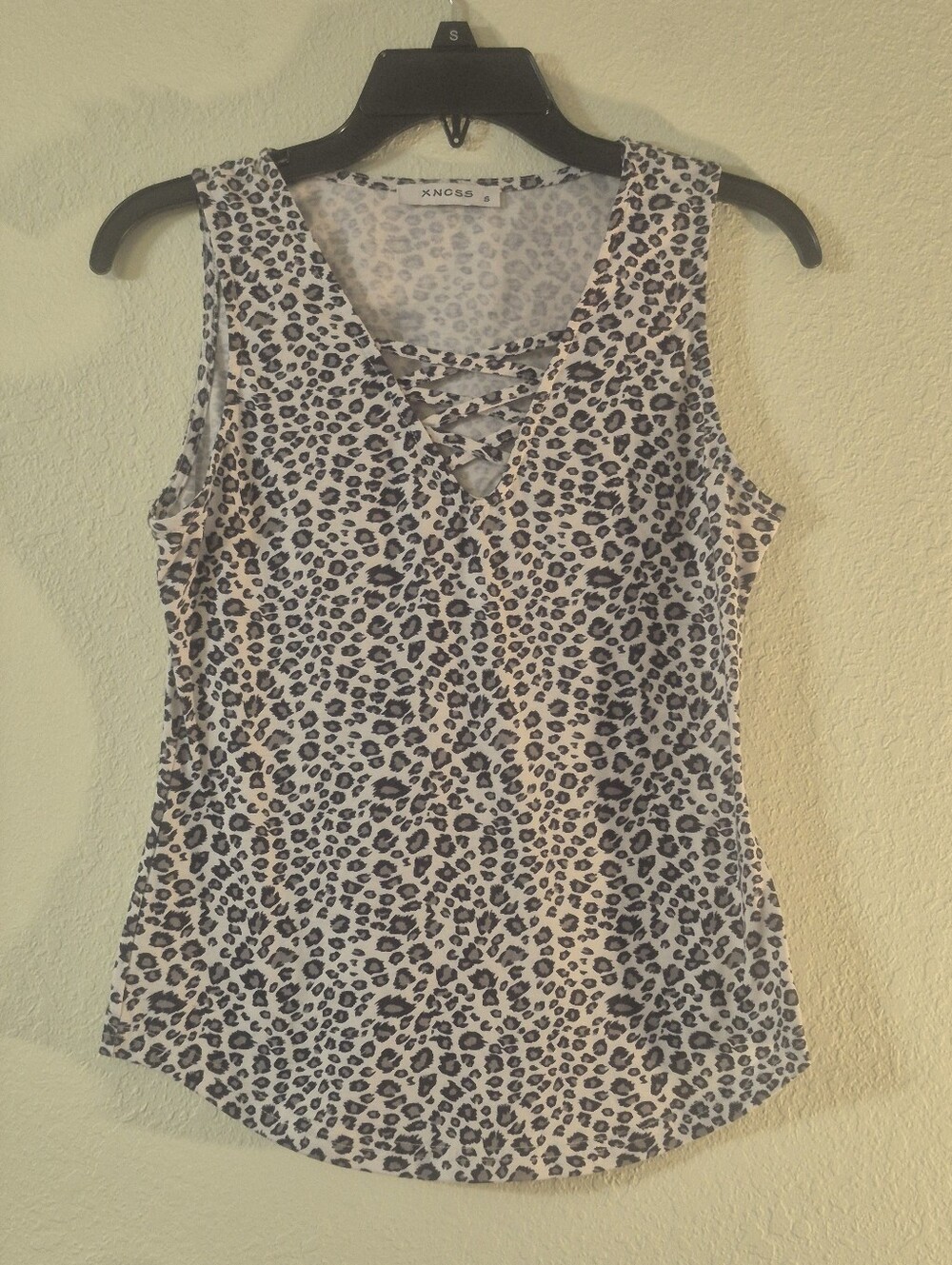 Knox Rose White Leopard-Print Lace-Up Tank